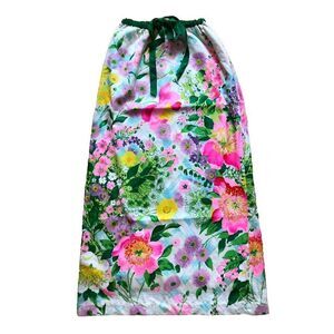 Vintage Floral Maxi Skirt Size XXS Bright Multicolor Midcentury Cottage Fairy